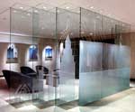 Glass Partition Wall With Decorative Designs